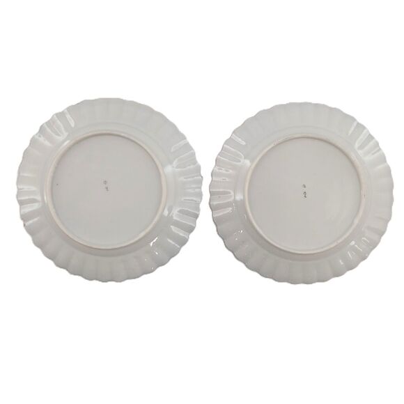 Lot of 5 Japanese Kutani Porcelain Plates Scalloped Edge w/ Black Gold Trim - Picture 3 of 13